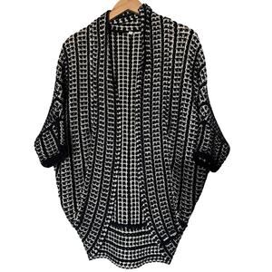 Moth By Anthropology Womens Open Front Knit Cardigan S small Black And White